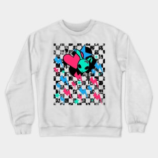 Rock Bunny Checkerboard (Dark Version) Crewneck Sweatshirt